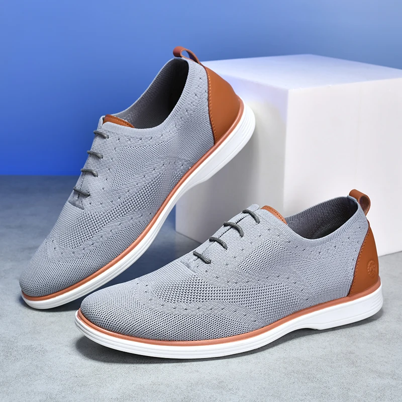 Męskie siatkowe trampki biznesowe Modne buty sportowe Casual Oxford Dress Shoes Oddychające lekkie buty do biegania i chodzenia