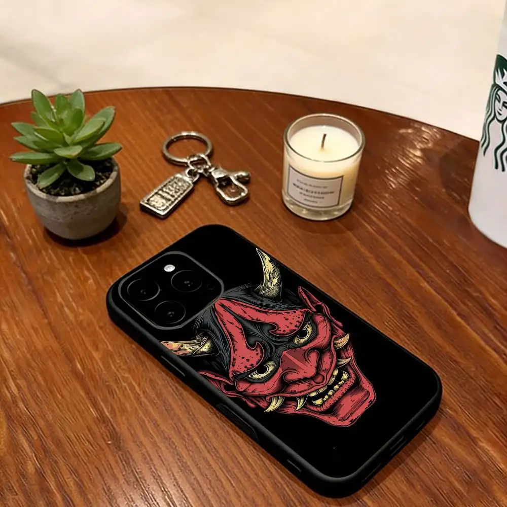 Hannya Mask  Phone Case For iPhone 17,16,15,14,13,12,11 Plus,Pro Max,XS,Soft Silicone Black Cover