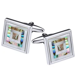 KFLK Jewelry shirt cufflinks for mens Brand Coloured Shell Cuff link Fashion Button High Quality Luxury Wedding guests