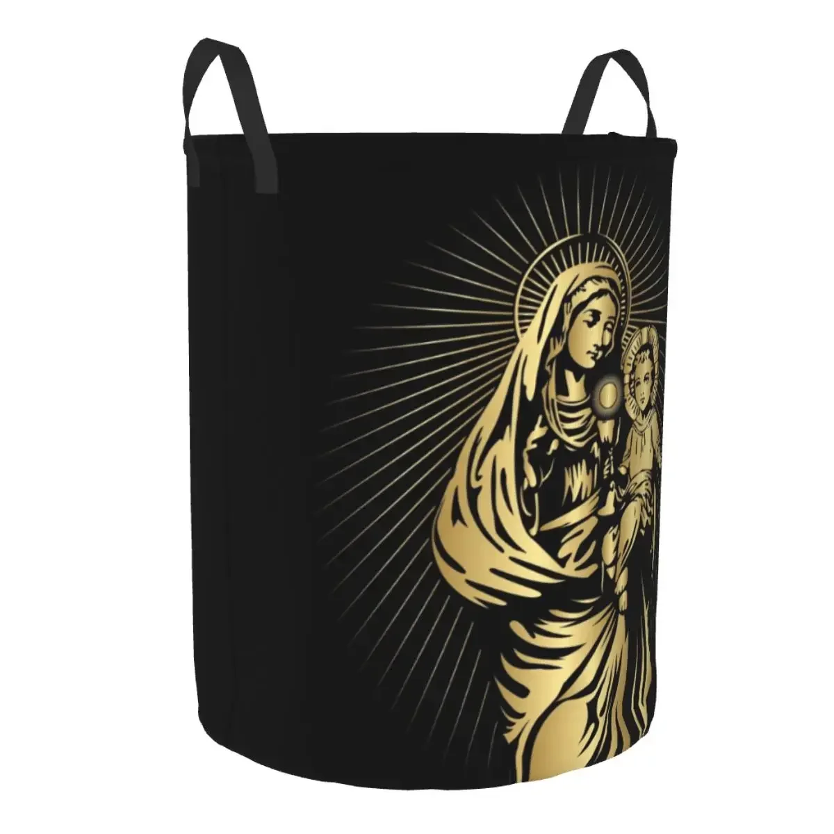 The Virgin Mary Laundry Basket Collapsible Christian Mexico Mexican Clothing Hamper Toys Organizer Storage Bins