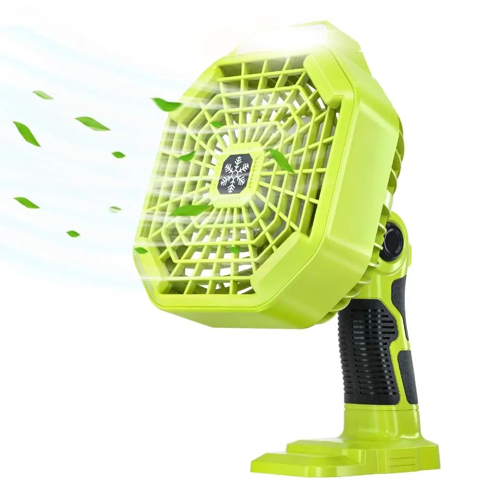 Cordless Portable Battery Fan for RYOBI 18V Battery Home & Outdoor Camping Fan with 3 Energy Saving Speeds & Dimmable LED Lights