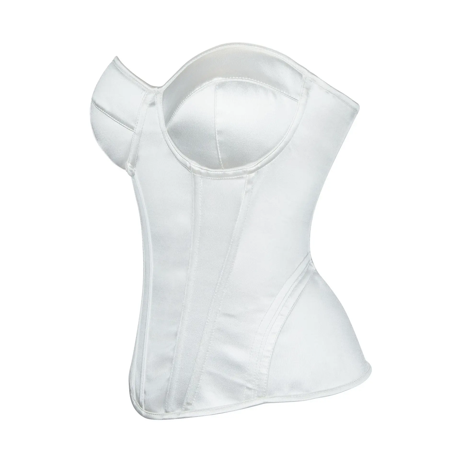 Simple Pure White Bridal Gown Underwear Shapewear Strapless Bodysuit Tummy Control Courtly Elegance Waist Cincher