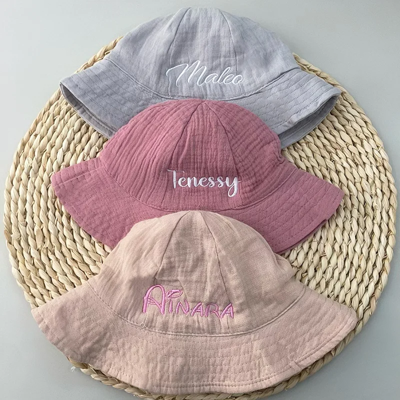 

Personalised Name Sun Hat Breathable Kids Wide Brim With Adustable Chin Strap Suitable For Summer And Beach 0-18Months