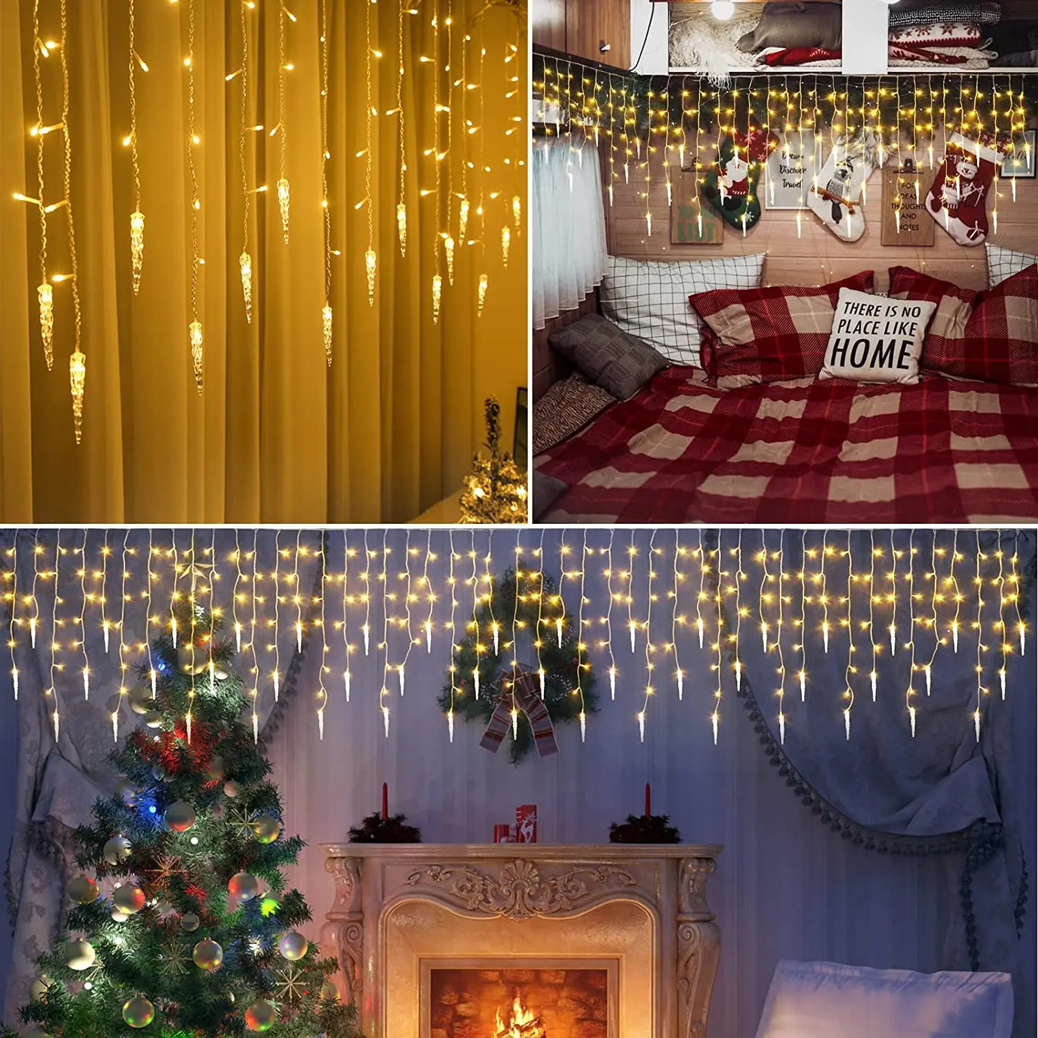 Led Natal Icicle Lights Outdoor 2025 Droop 0.5/0.6/0.7M Festoon Led Light Ano Novo 2025 Acessórios de decoração de quarto Street Garland para casamento / Valentim / Casa / quarto / festa / decoração do quarto