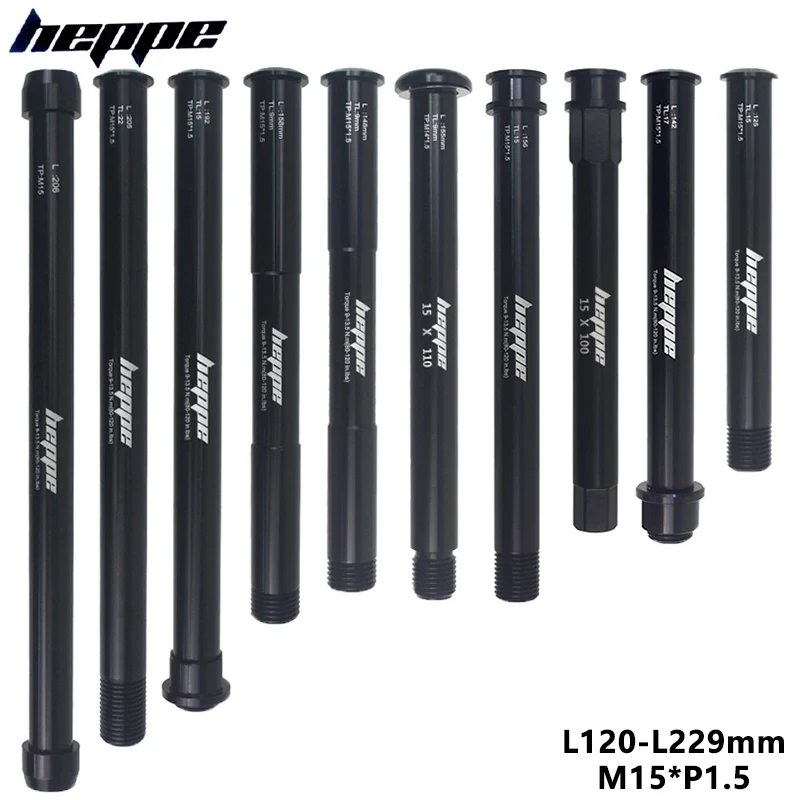 HEPPE Bike Thru Axle Front Fork Shaft Skewers Fat Bike Rear Hub Thru Axle 15x142/148 15x100/110 MTB Quick Release M15xP1.5