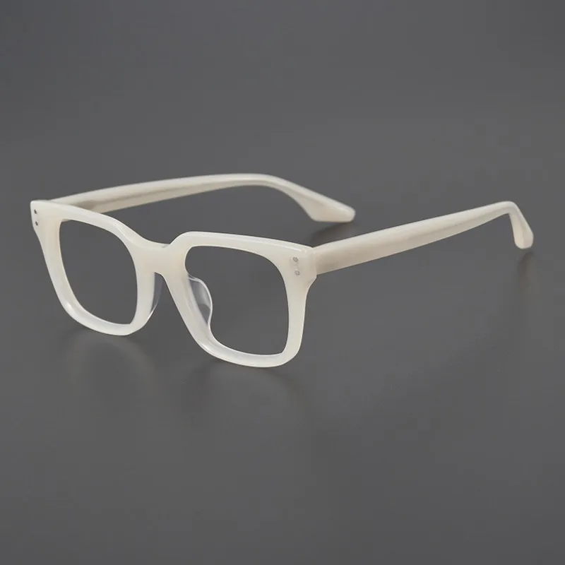 Vintage Square Acetate Cream White Glasses Frame Women's High Quality Hand-made Optical Reading Men's Prescription Eyewear