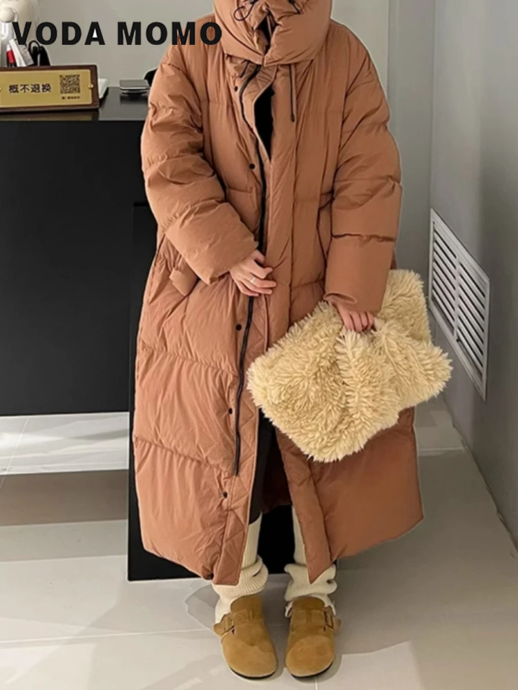 Korean Thickend Commuting style Leisure New Down Jacket Winter New Long Loose Oversized Hooded Fashion Casual Warm Coat Women