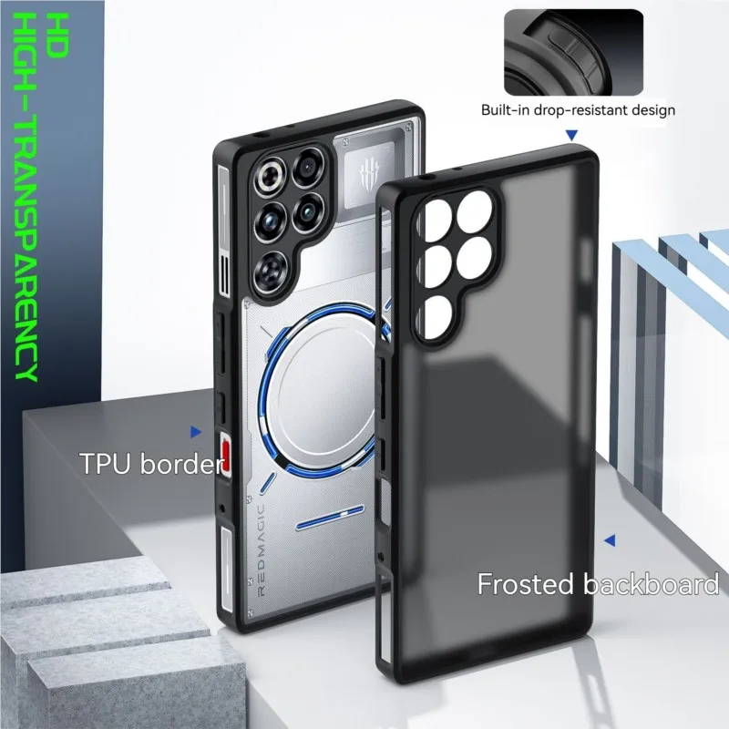 Transparente Hülle für Red Magic 11 Pro/11 Pro Plus, TPU Schwarzer Stoßfänger + PC Transparente Rückseite, Stoßfester Schutz für Red Magic 11 Pro