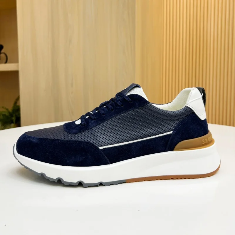 

2026 Latest High Quality Classic Men's Little Cow Velvet with Perforated Breathable Cowhide Inner Casual Sports Shoes