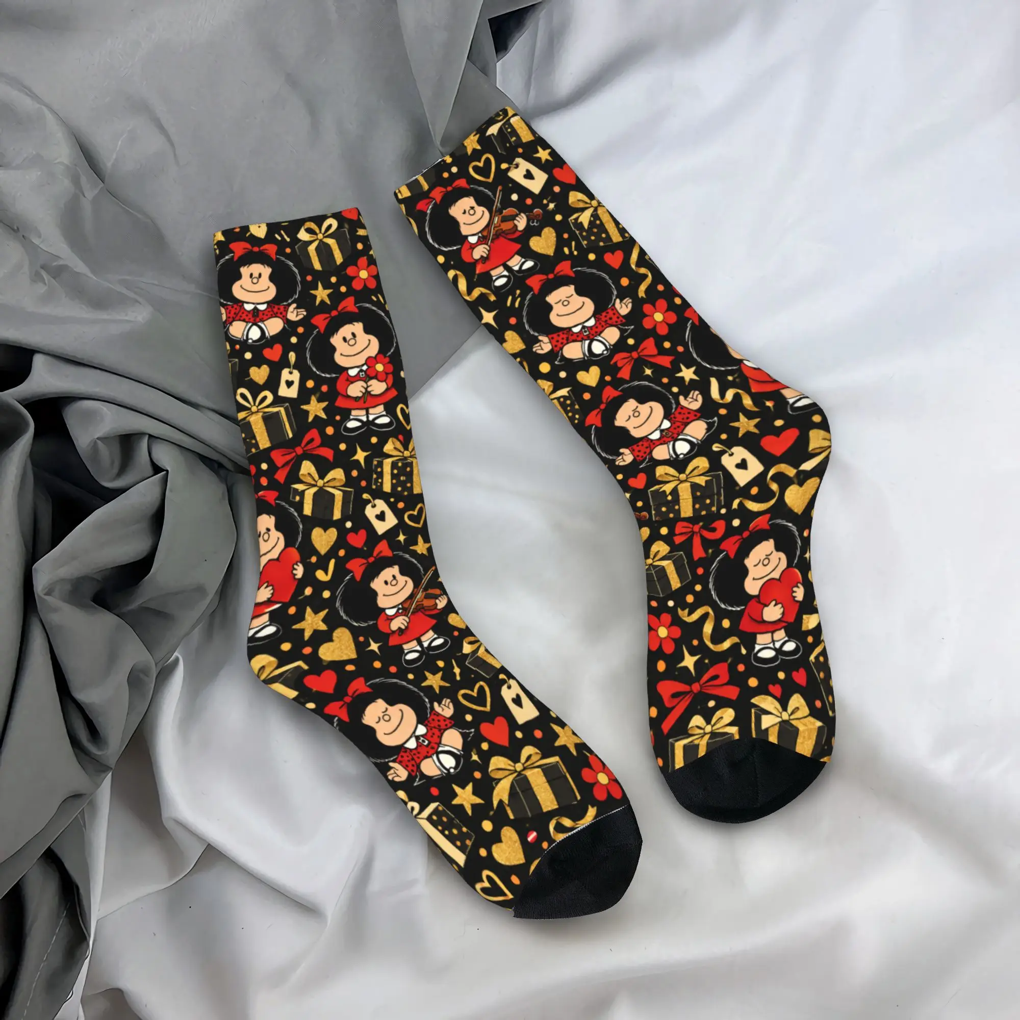 Halloween Mafalda Dark Gold Seamless Stockings Couple Socks Quality Novelty Socks Spring Outdoor Sports Non Slip Socks Gift Idea