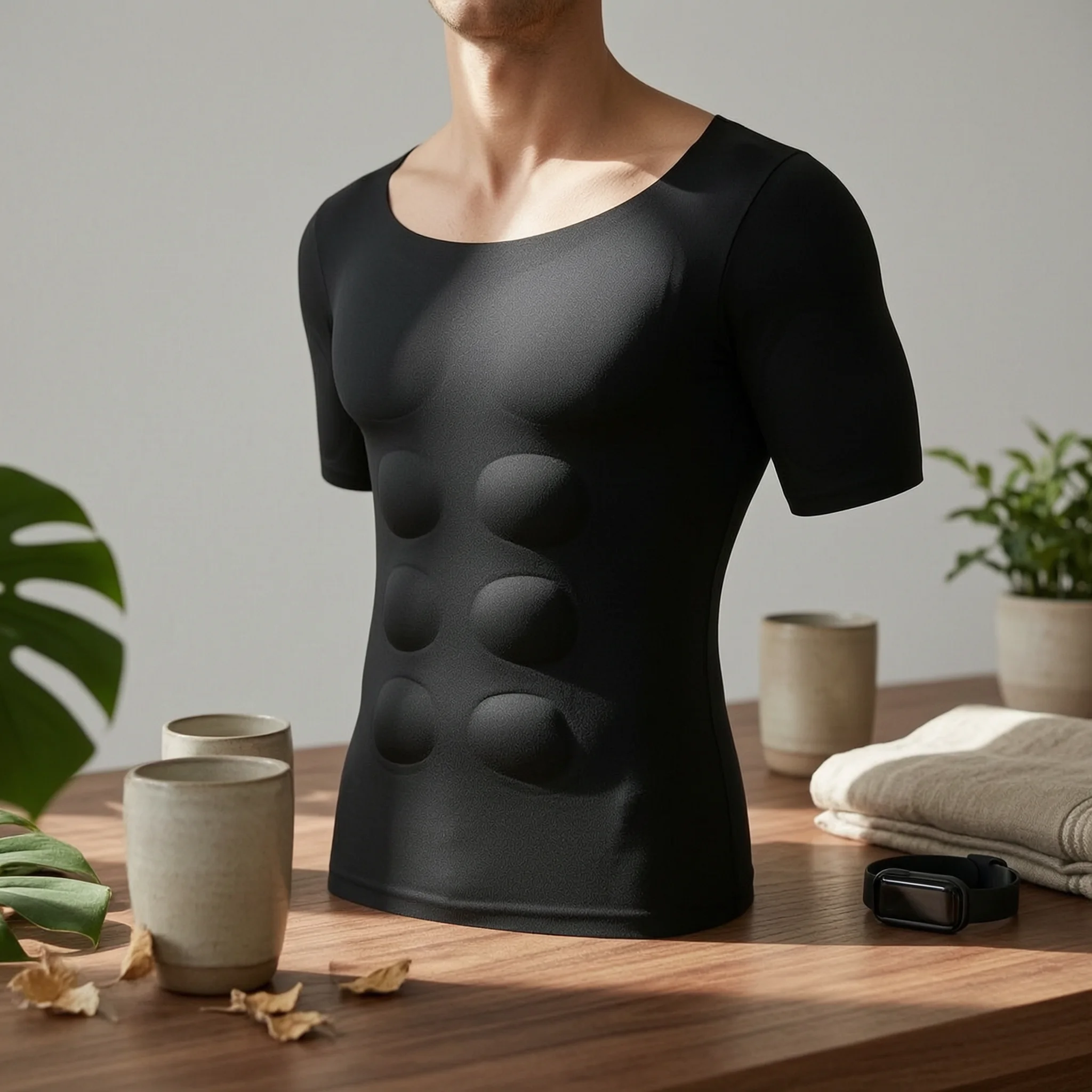Muscle Shirt with Removable Pads Close-Fitting Muscle Shirt with Pads Undershirt Sculpted Elastic for Men, Cosplay