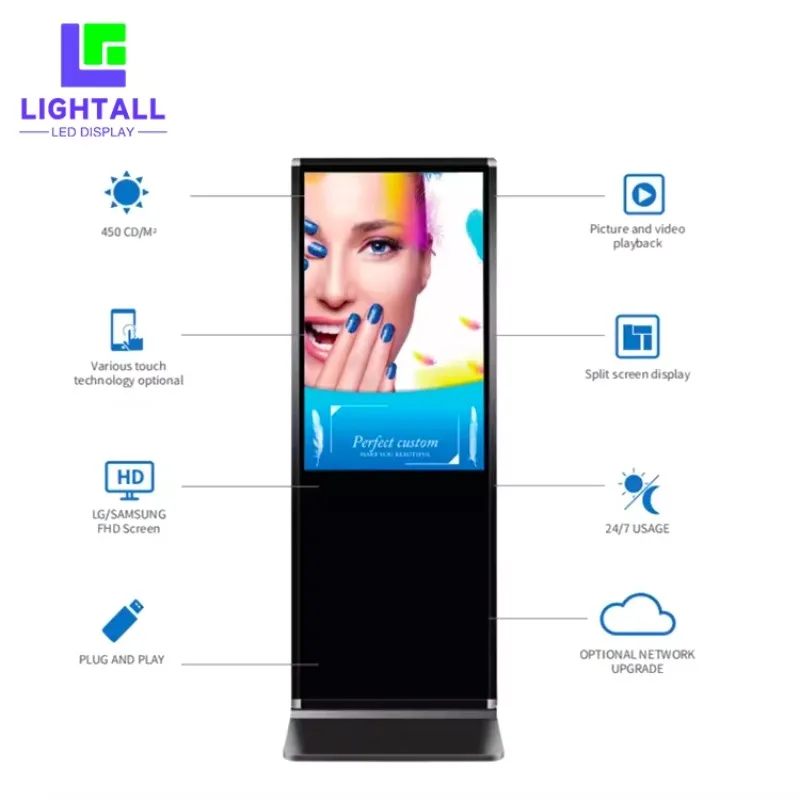 Popular Touch Floor Standing 55 Inch Indoor LCD Advertising Display Touch Interactive Screens Digital Advertising Machine