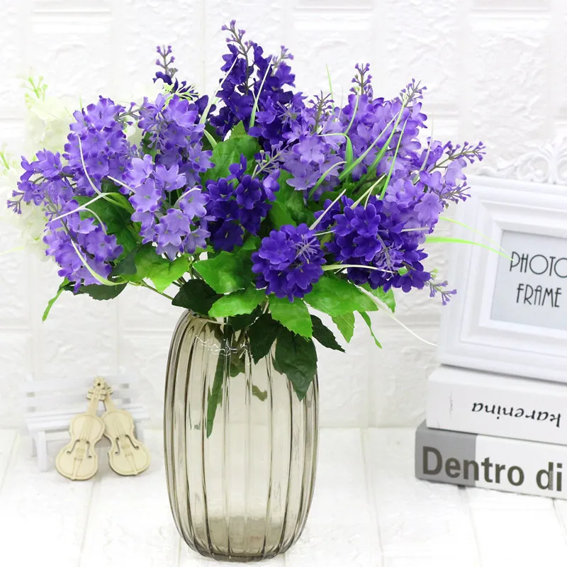 

Five Branches Hyacinth Artificial Flower Bouquet Pastoral Lavender Table Ornament For Home Wedding DIY Decoration 30 Pcs