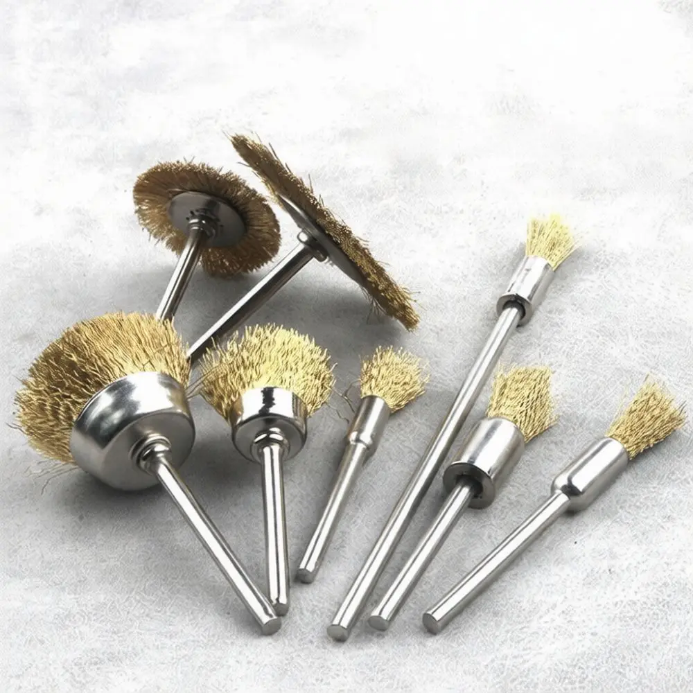 Abrasive Wire Brush For Rotary Tool Stainless Steel Brass Bristle Cleaning Polishing Grinding Removing Rust Metal Detail