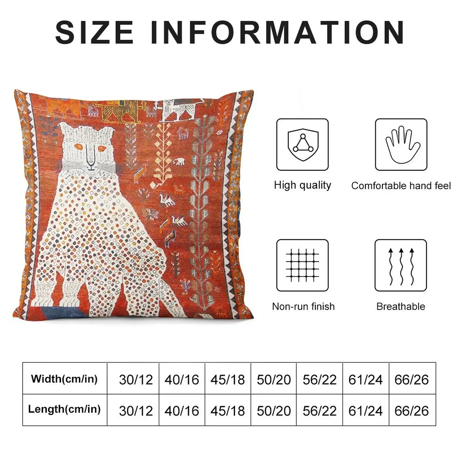 Q'ashqai Snow Leopard Persian Animal Rug Print Throw Pillow covers for pillows Cushion Child pillow