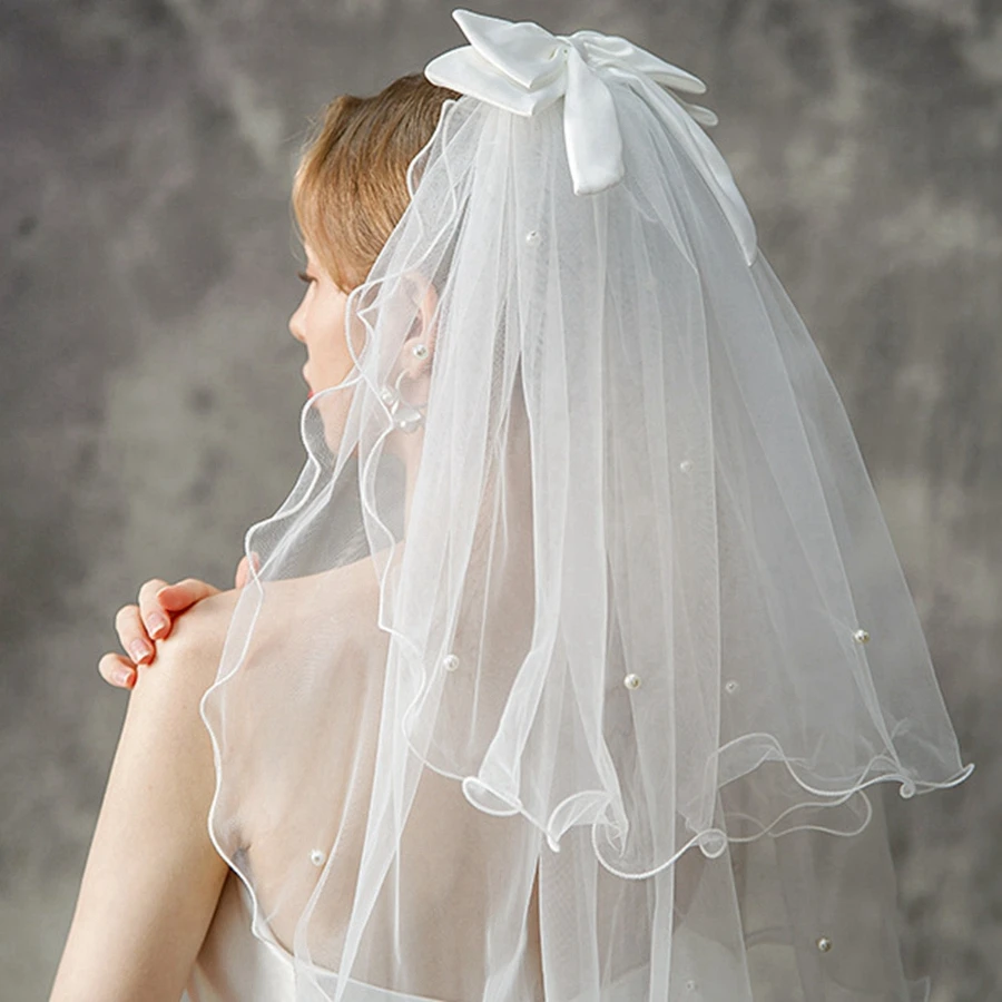 New Arrival Short Wedding veils for bride Velos de novia Cheap wedding accessories Welon matrimonio Ivory Bridal Veils