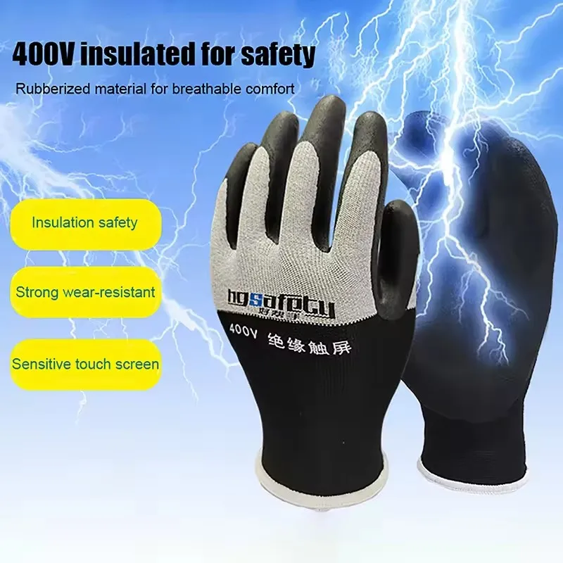 Ultra Thin Electrical Insulated Gloves Voltage Resistance of 400V/500V Nitrile Touch Screen Insulated Gloves for Industrial Use