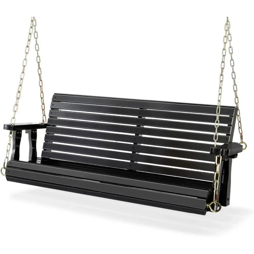 Upgraded Patio & Garden Wooden Porch Swing, Heavy Duty 880 lb Swing Chair Bench with Hanging Chain for Outdoor Use