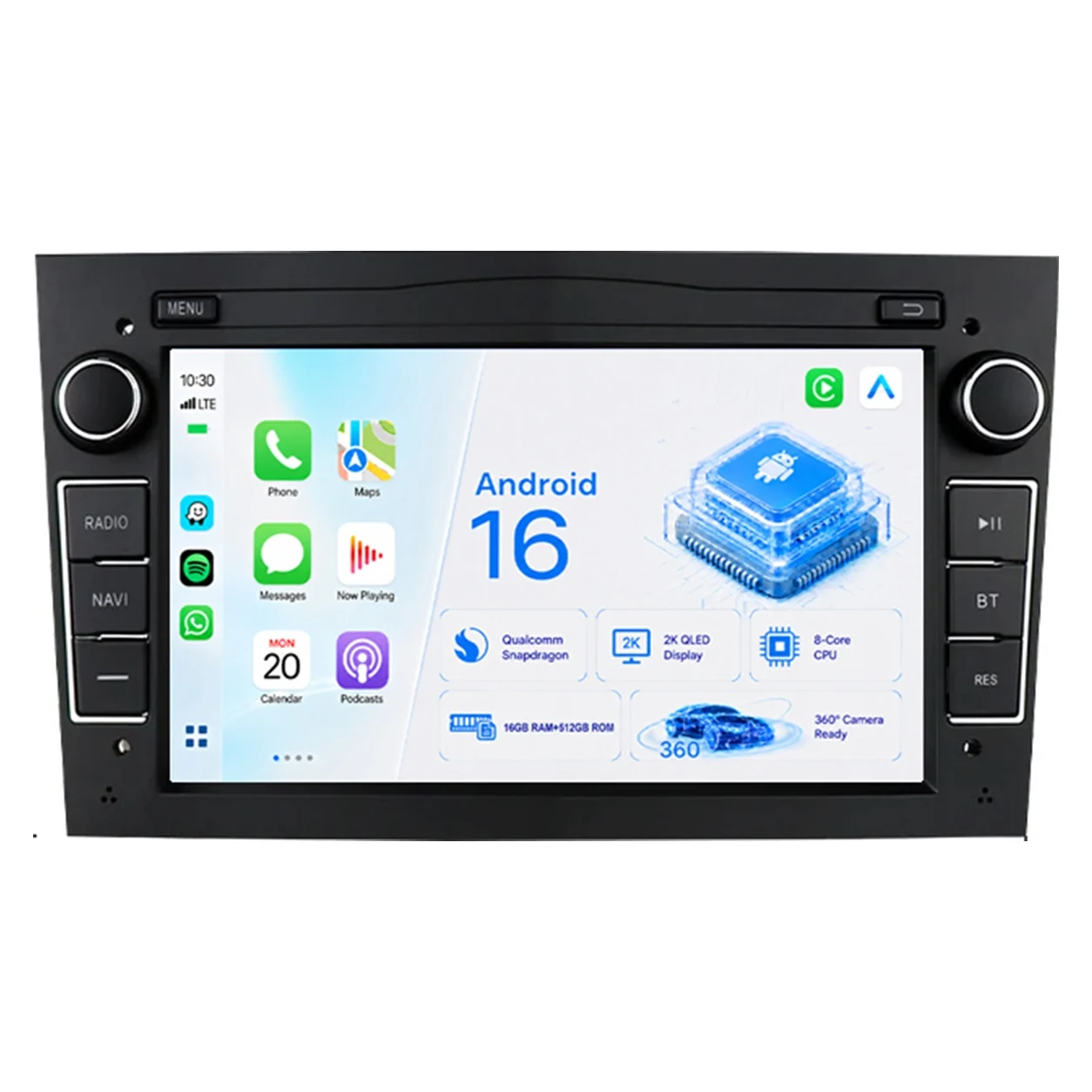 Android 16 Car Radio Carplay Auto For Opel Vauxhall Astra H Vectra Antara Zafira Corsa C D Vivaro Meriva 2003 - 2011 Universal