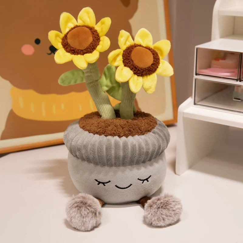 30cm Artificial Flower Plush Toy Cute Green Plants Bloom Cactus Sunflower Cactus Soft Dolls Kawaii Home Decoration Xmas Gift