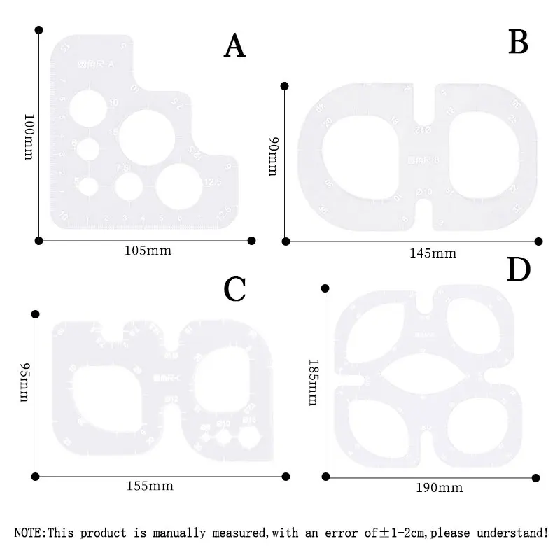 NUBECOM Durable Leather Cutting Positioning Ruler Multifuction Round Corner Chopping Ruler Sewing Accessory Acrylic Leather Tool