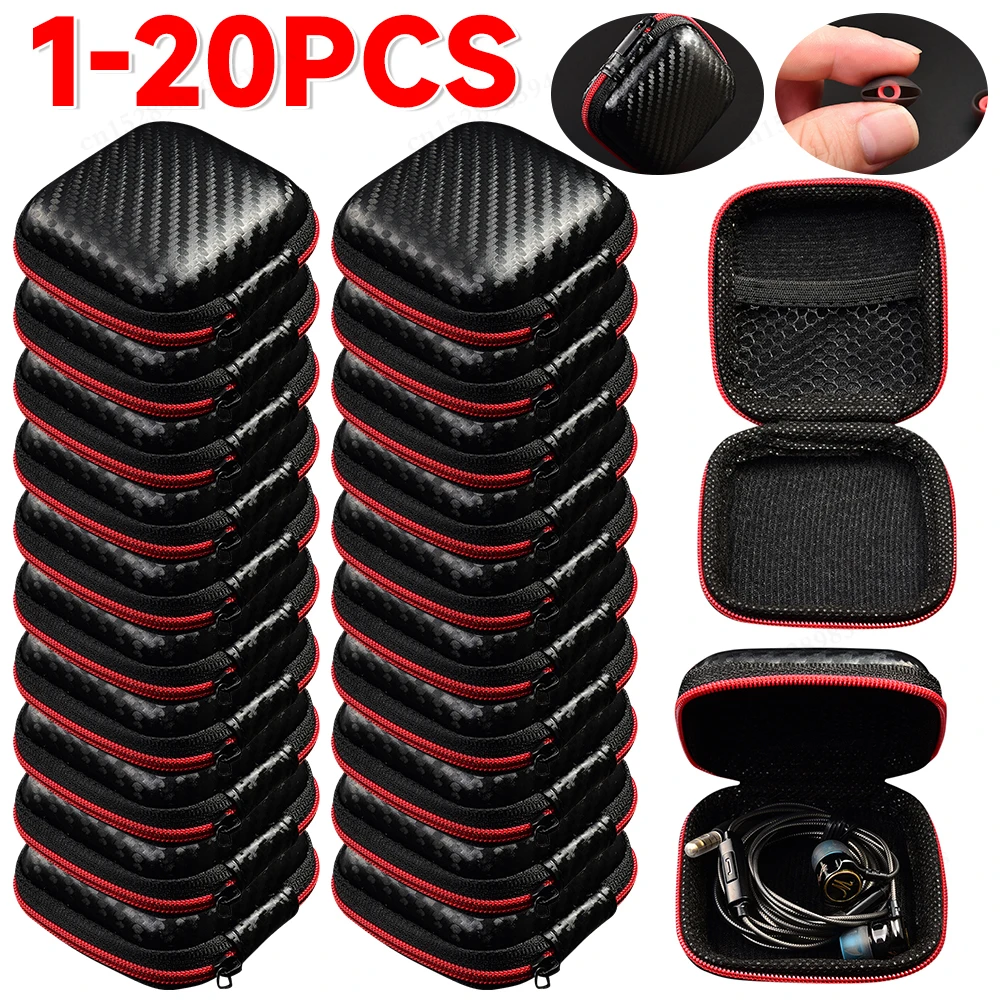 1-20PCS EVA Anti-Pressure Shockproof Wired Headphone Earphone Accessories Case Memory Card USB Cable Headset Storage Bag