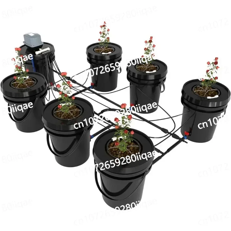 

Для капельной гидропоники RDWC с верхней подачей, 6 ведер + резервуар, 5-галонный комплект системы выращивания гидропоники с водяным насосом, воздушным насосом