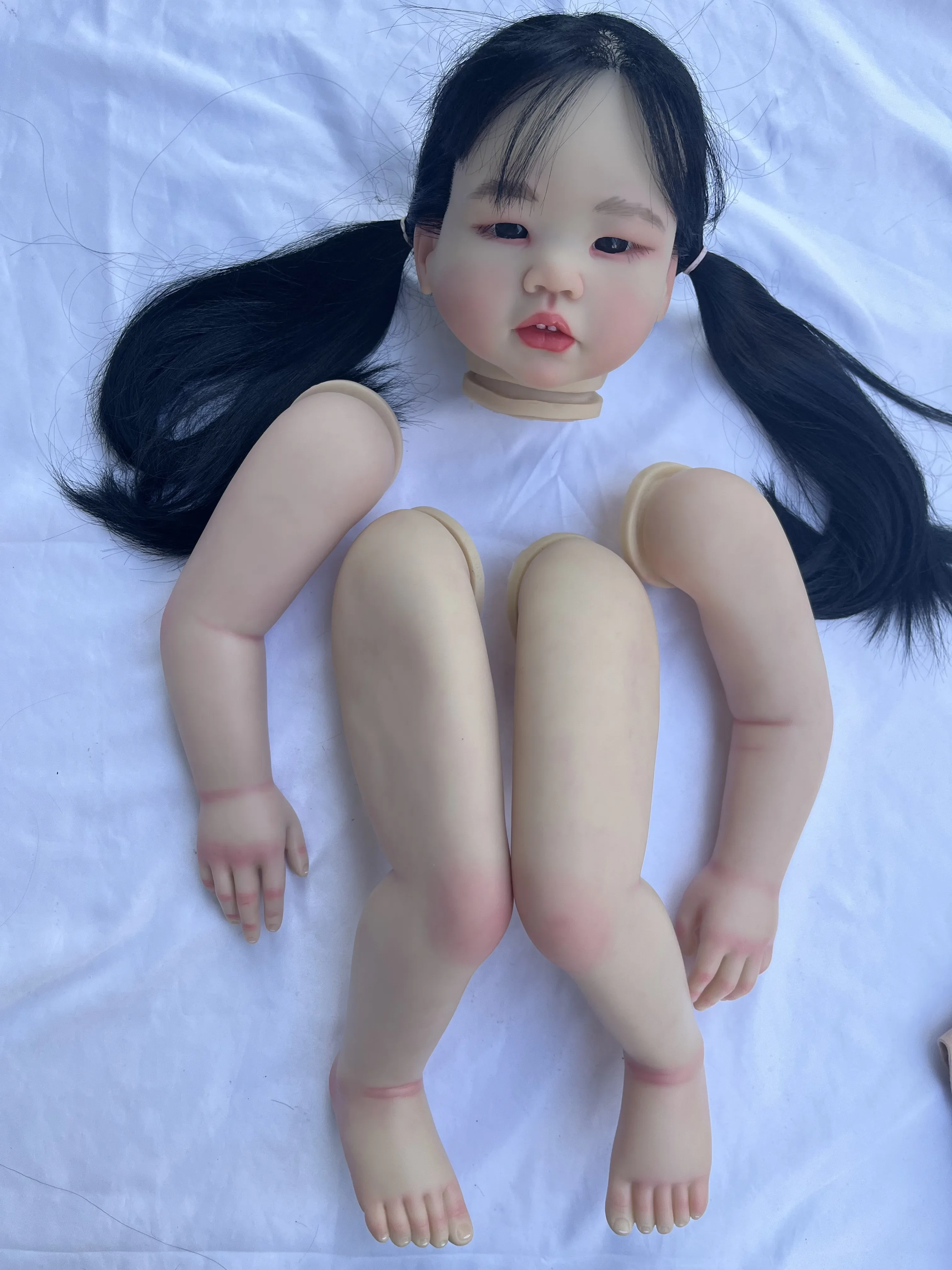 SINO-BB Customized Limited Supply29inch Reborn Amaya With Hand-Rooted Black Long Hair Real Photos Painted Kit DIY Part