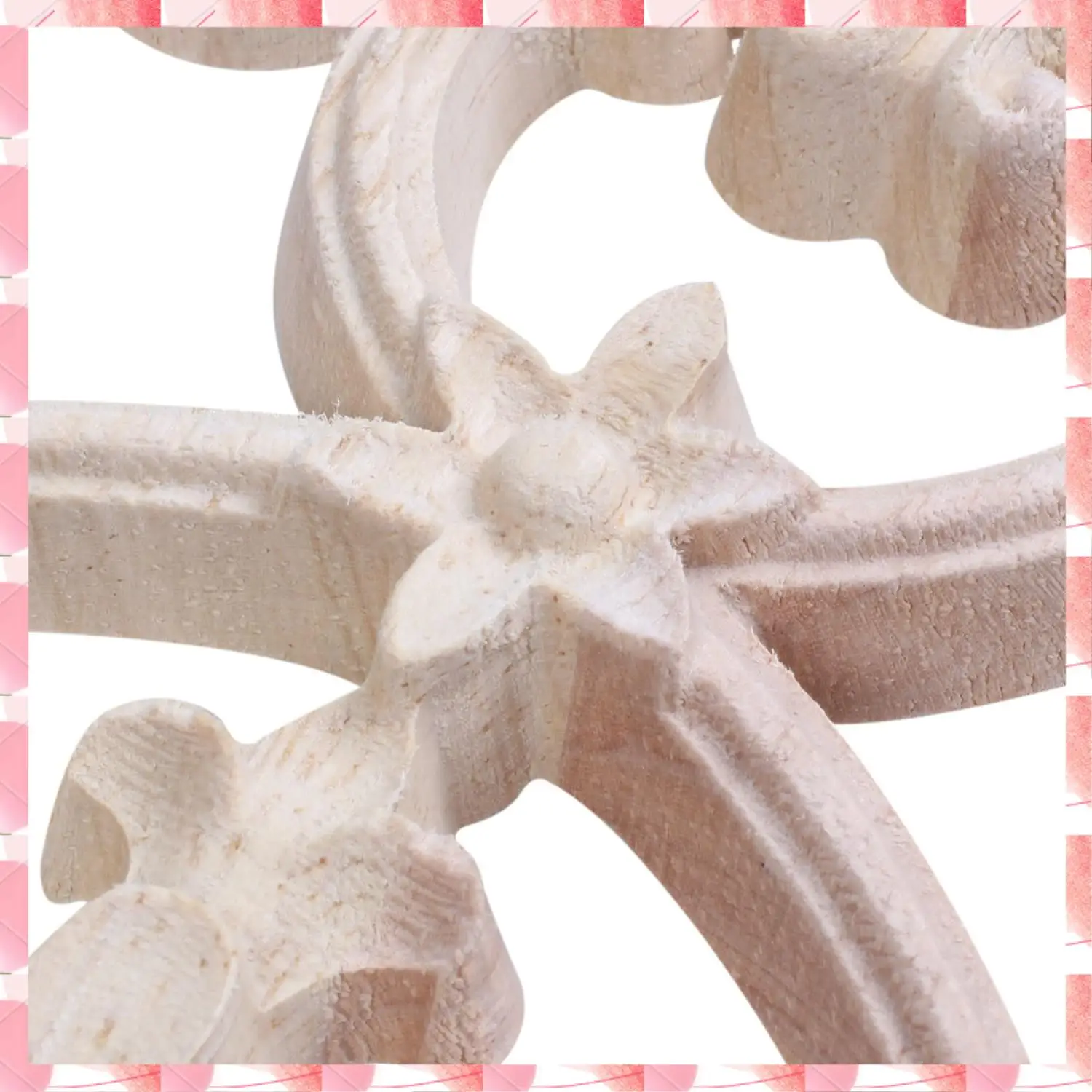 

2 Pcs Rubber Wood Carved Applique Vintage Furniture Craft Decor , 25 X 5Cm With 19 X 12Cm