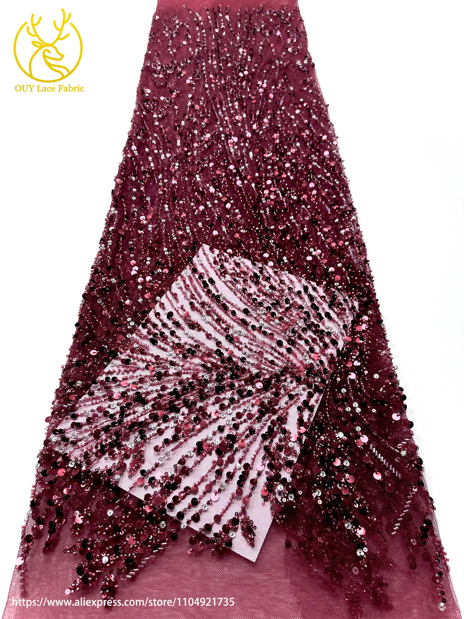 Goldene Afrikanische Pailletten-Perlen-Spitze für Bräutigamkleid 2026 Luxuriöse Französische Nigerianische Bestickte Tüllspitze für Partykleider – Detail 22