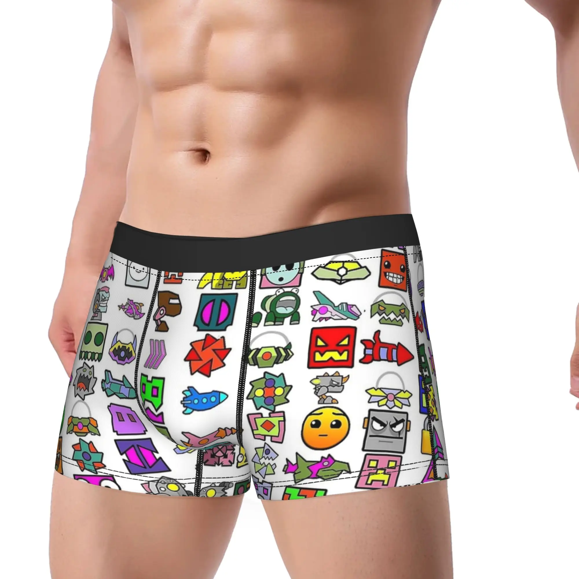 Men's Geometrys Dashs Game Long Underwear  Humor Boxer Briefs Shorts Panties Male Soft Underpants Plus Size