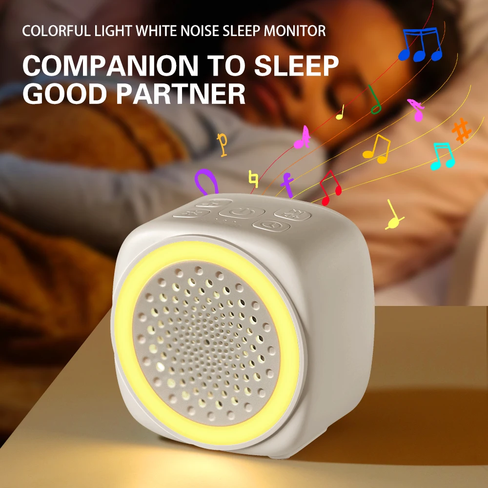 Q9 White Noise Machine Portable Rechargeable with 26 Soothing Sounds And 7 Colors Night Light Sleep Aid for Babies