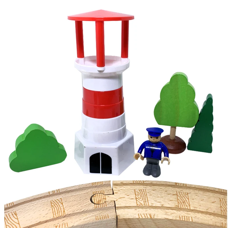 Static model Plastic Lighthouse small train track Accessories Children's Train Transportation track Educational boy toys