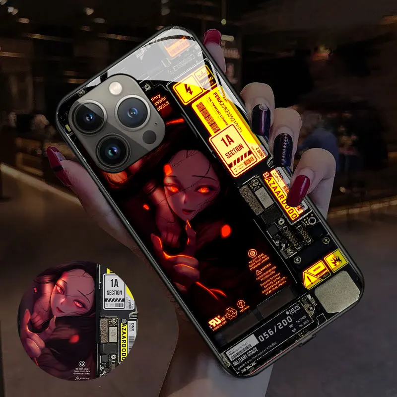 Anime Hot Blood Smart Luminous Phone Case For huawei mate60 pro plus p30 p40 p50 mate 20 30 40 nova 7 8 9 pro Titan Mobile Cover