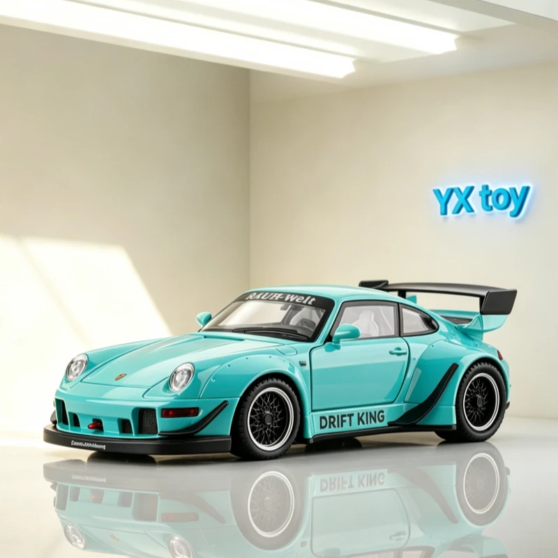 Modèle de voiture en alliage moulé sous pression 1:22 993, voiture de sport réaliste avec aileron arrière, son et lumière, jouet amusant, bel objet de collection pour les fans garçons.