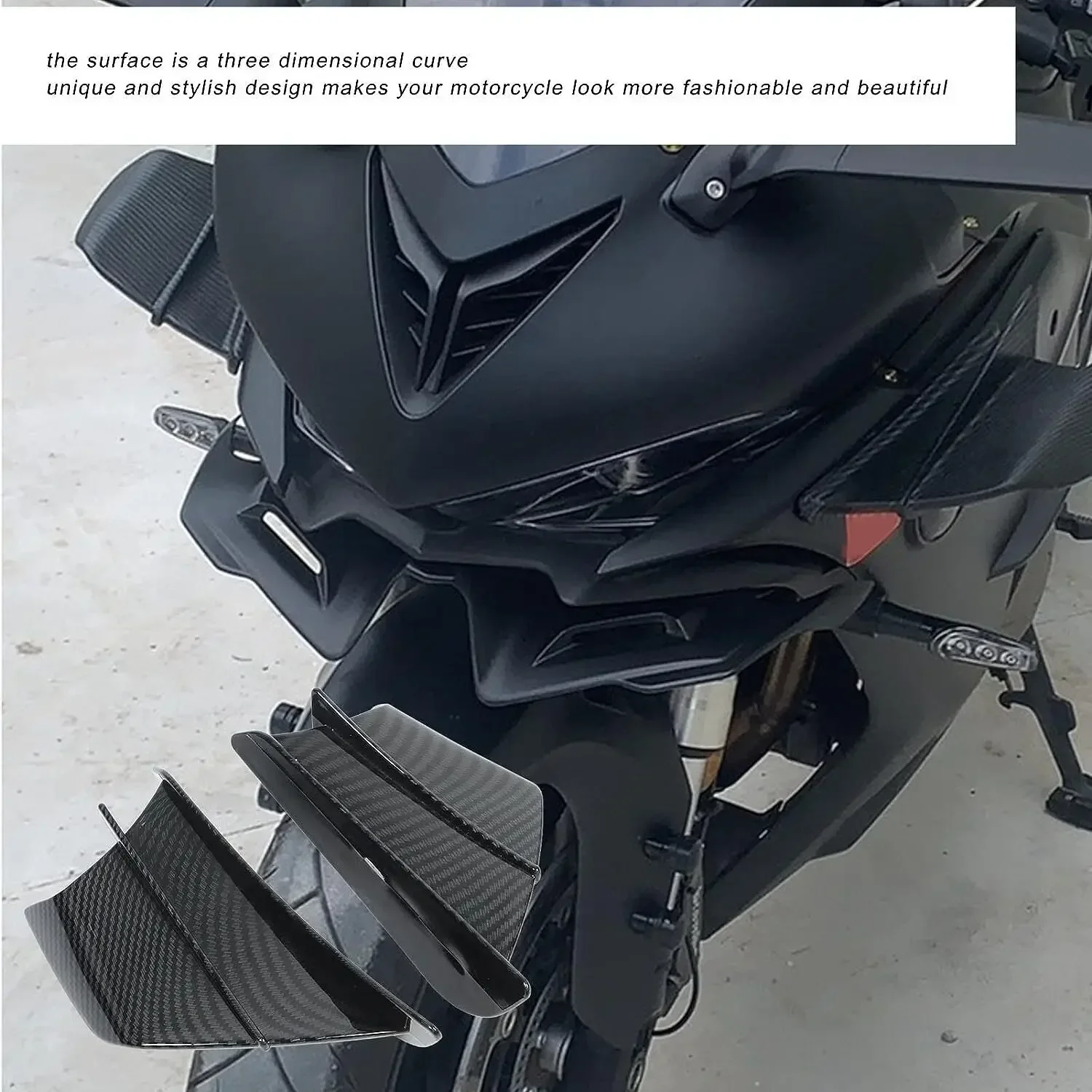 ABS Motorcycle Side Winglets Air Deflector Wing Kit Spoiler Gloss For Yamaha YZF R1 R6 R3 R25 BMW S1000RR 50 125 Carbon Fiber