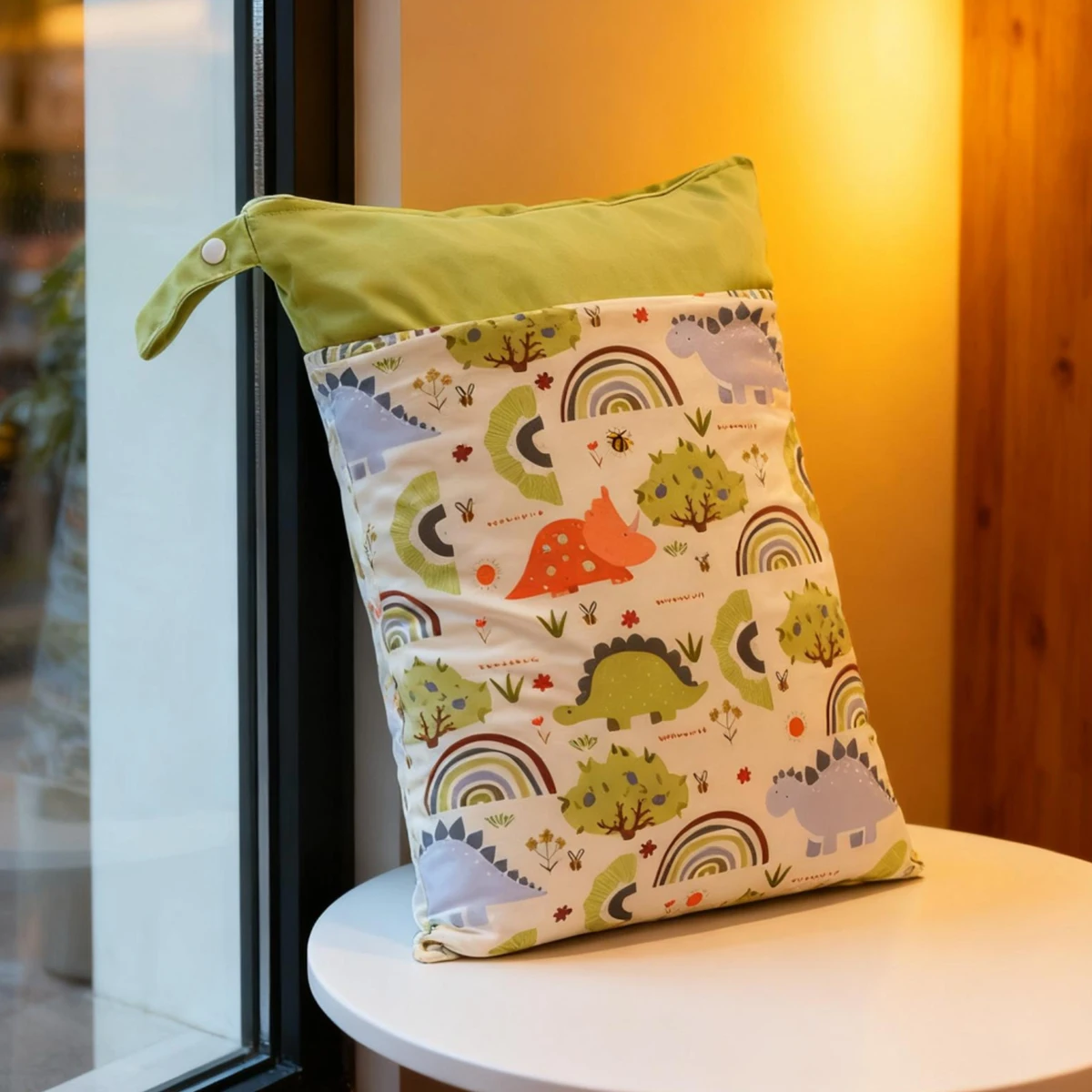 Elinfant 1-teilige Baby-Wickeltasche, wasserdichter PUL-Stoff, waschbar, wiederverwendbar, 2 Taschen und Reißverschlüsse, Reisetasche, Aufbewahrungstasche für nasse Kleidung