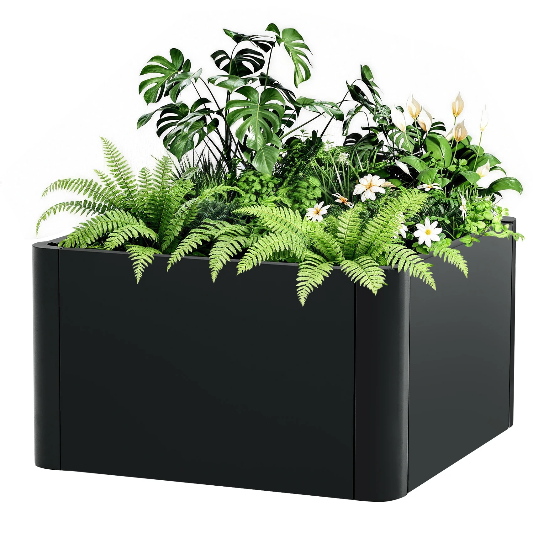 Large Metal Planter Box, 20.5 x 20.5 x 11.8 in, Indoor Outdoor Garden Planter with Rounded Corners,  Square Plant Container for Patio, Deck & Garden