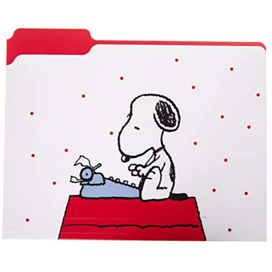 Snoopy-Themed File Folder Set for Office and School Organization Includes 9 Durable File Folders with 3 Distinct Go-Getter Desi