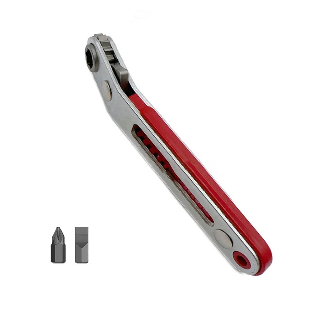 1SET Multifunctional Two-Way Ratchet Screwdriver Set Corner Bend Right Angle Magnetic Alloy Steel Material 10cm*3cm*1cm