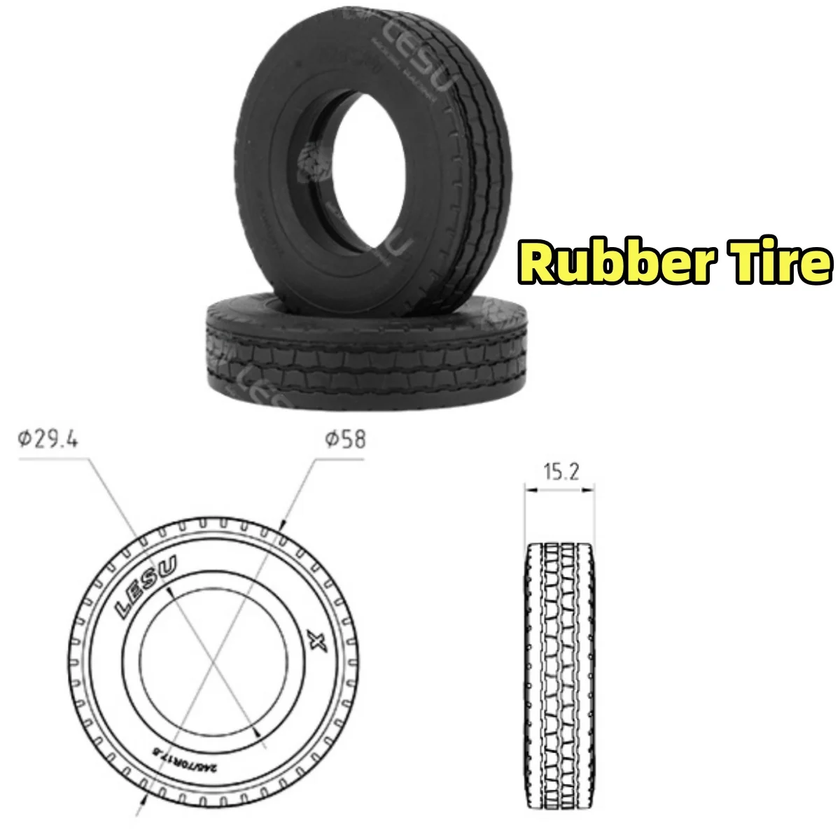 

High-Quality Rubber Tire 58MM Tread Truck Suitable For 1/14 Tamiya Scania 770S MAN Benz Volvo RC DIY Semi-Trailers Tractor Parts