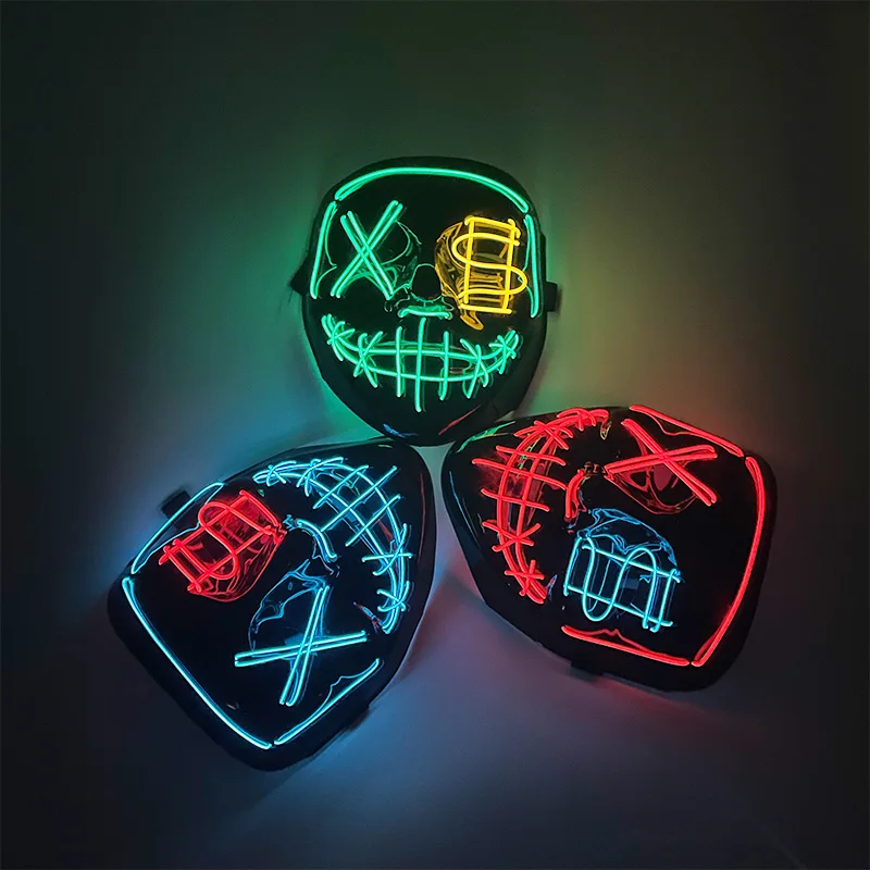 Bezprzewodowa maska Horror Luminous Purge Mask Świecąca maska LED na twarz Materiały Cosplay Rozświetlona maska przebierańcza dla mężczyzn dla dorosłych dzieci