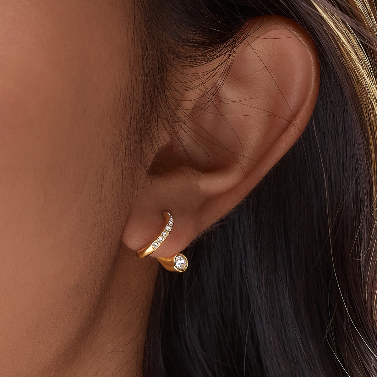 Spark & Co Trendy Wave Zircon Stud For Women New Chic 18K Gold PVD Plated Stainless Steel Earring Party Jewelry