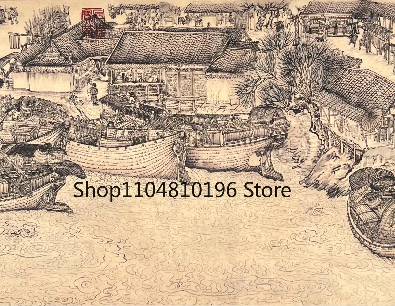 Old Zhang Zeduan - Along the River during Qingming Festival painting Small scrol