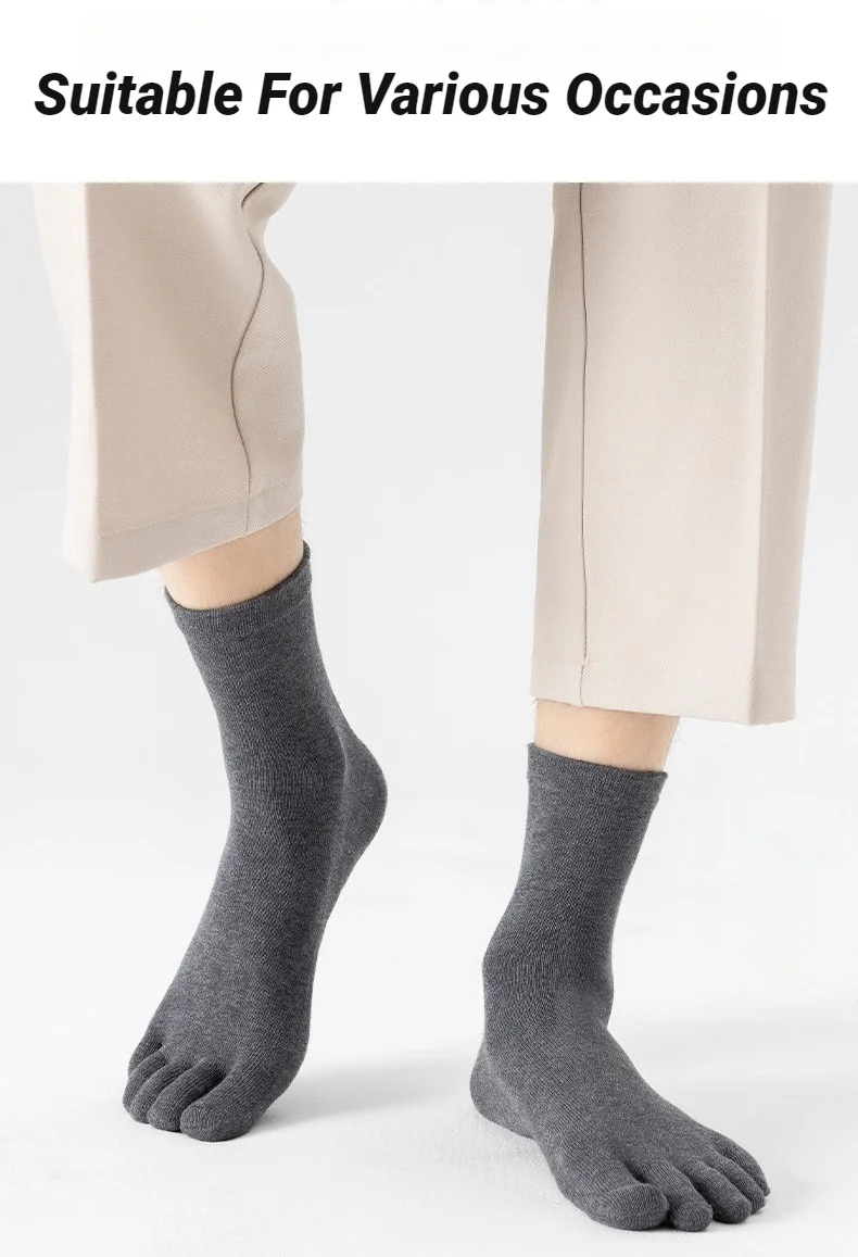 5 Paar Herren-Fünf-Zehen-Socken in Uni-Farben, geruchsresistent, atmungsaktiv, rutschfest, für den täglichen Sport- und Outdoor-Einsatz – Detail 7