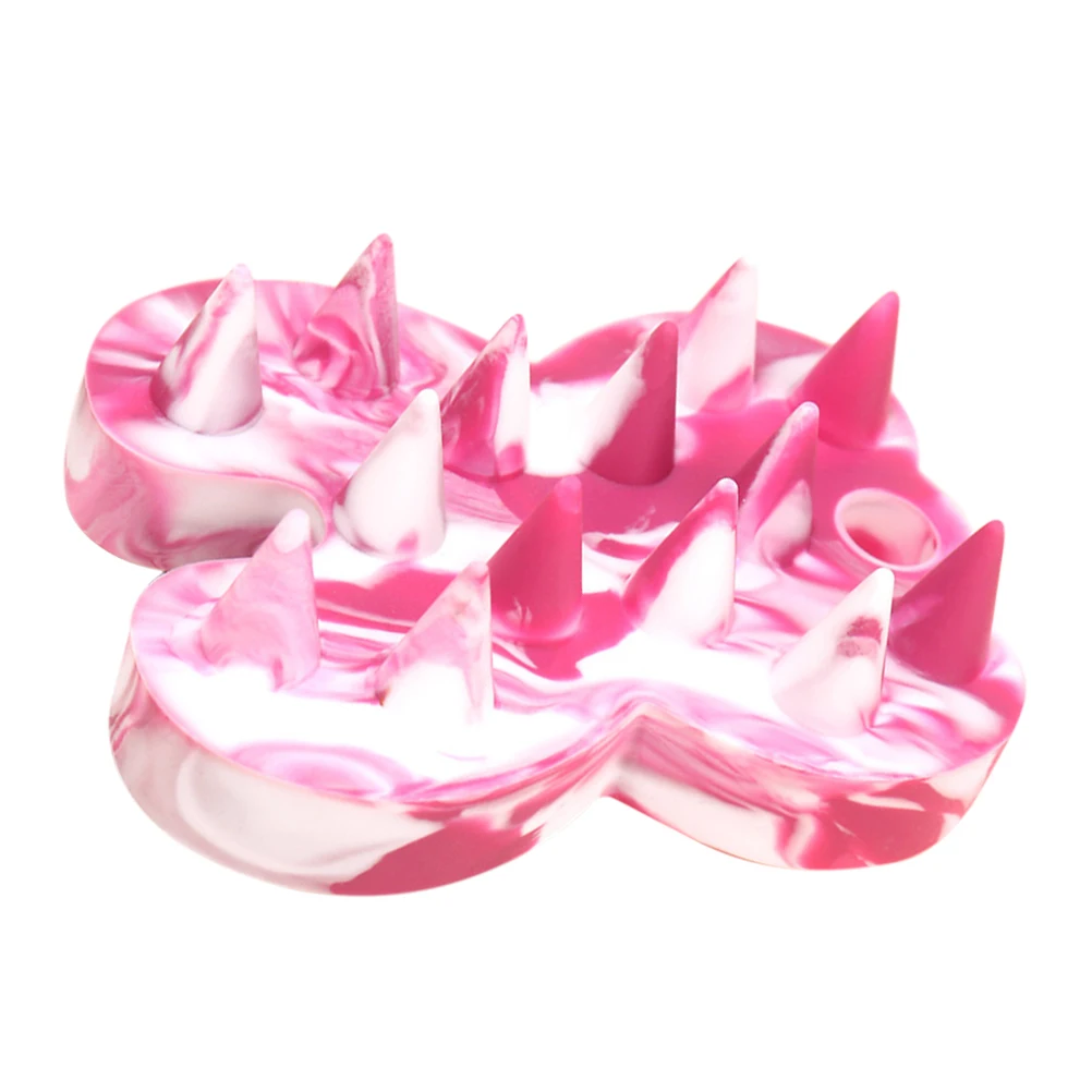 Silicone Shampoo Brush Hair Scalp Massager Bathing Exfoliating Body Scrubber Shower Cleanser CombRed White Pattern Ergonomic