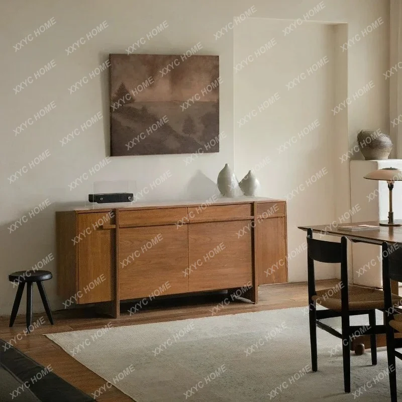 

Retro style all solid wood dining side cabinet medieval living room storage bedroom storage cabinetTJ