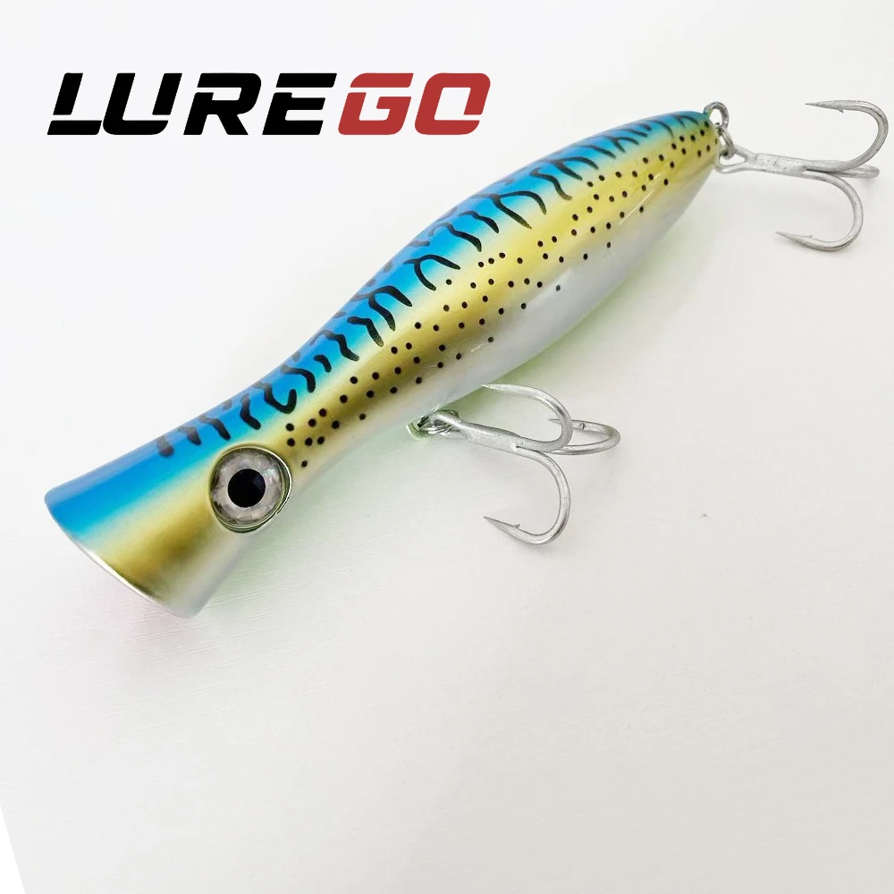 Fishing Dual-Size Topwater Popper Lure - 4.72inch/6.5inch Saltwater/Freshwater Jerking Fishing with Strong Splashing Action
