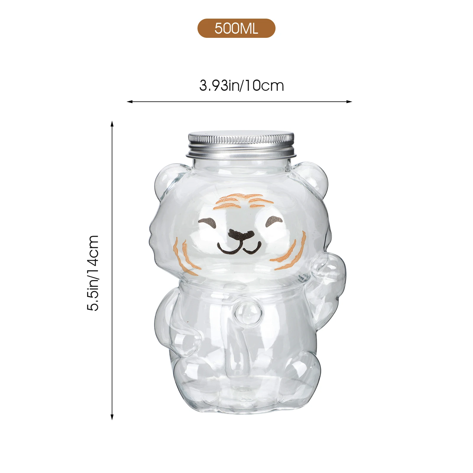 6Pcs Plastic Juice Tiger-Shaped Beverage Bottles Cartoon Milk Juice Cold Drink Milk Tea Cartoon Yang Juice Orange Dew Bottle