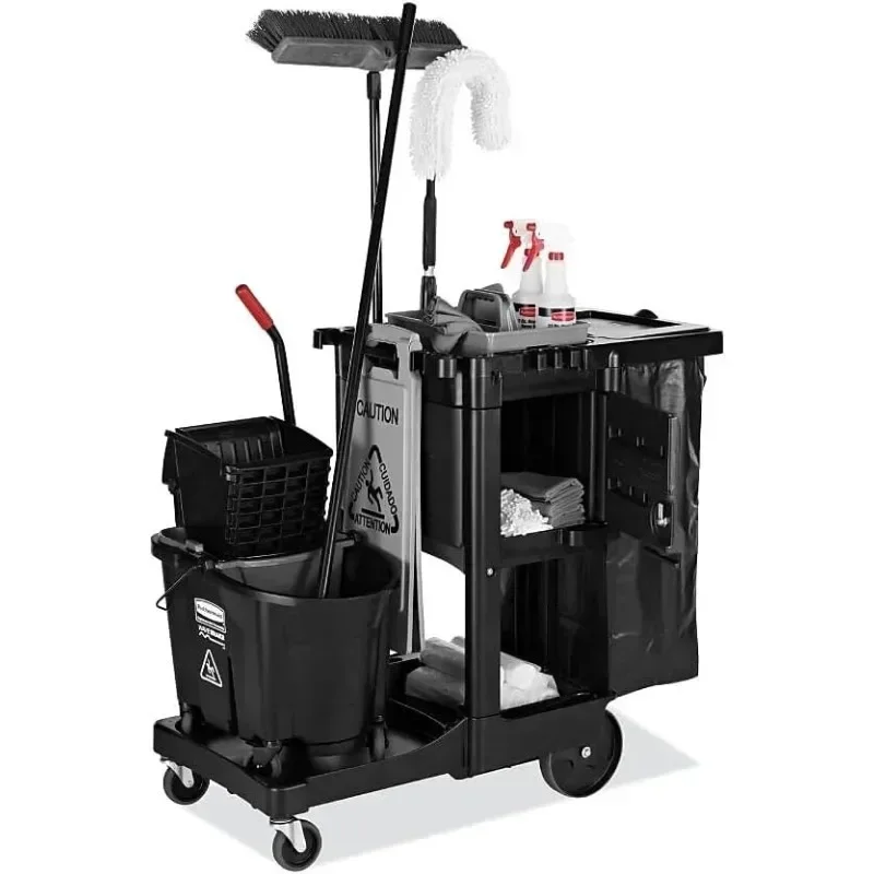 Executive Series Janitorial and Housekeeping Cleaning Cart with Locking Cabinet